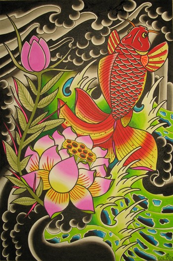 Tattoos - GOLDFISH AND LOTUS.....150 BUCKS - 26325